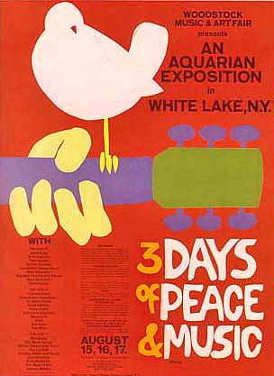 Poster from the popular hippie music festival Woodstock in 1969